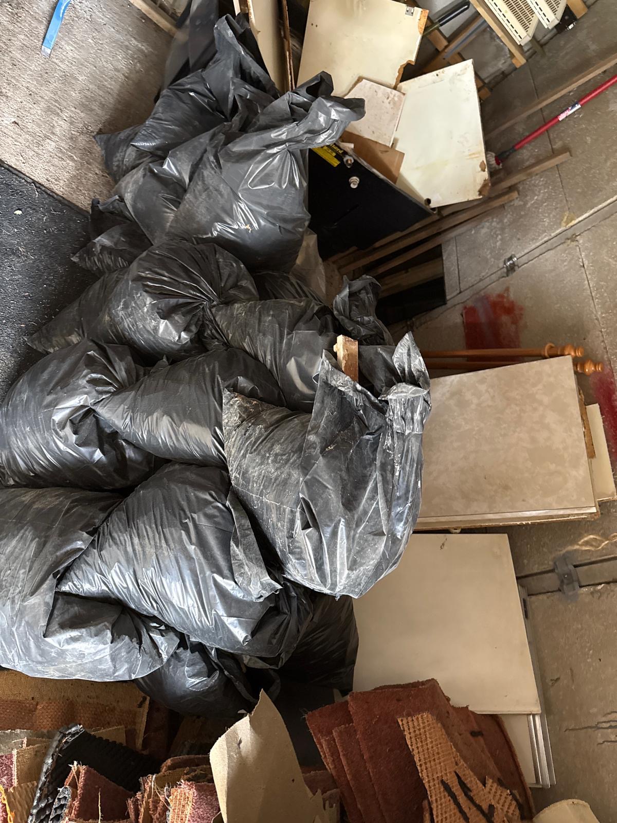 Bagged builders waste collected from London property