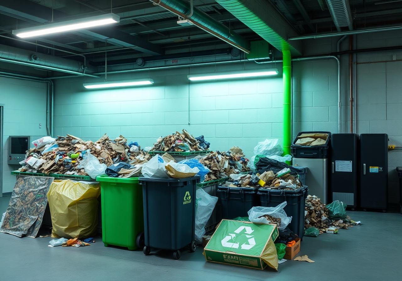 Recycling facility sorting waste responsibly